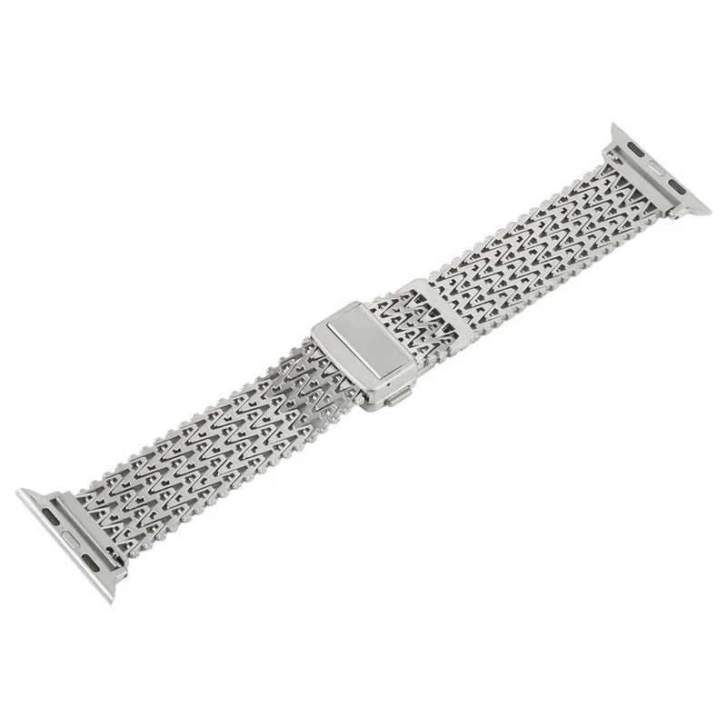 Bracelet de montre intelligent en métal pour Apple Watch Series 10 9 8 7 SE 6 5 4 3 2 1 42mm 41mm 40mm 38mm Boucle magnétique - Argent