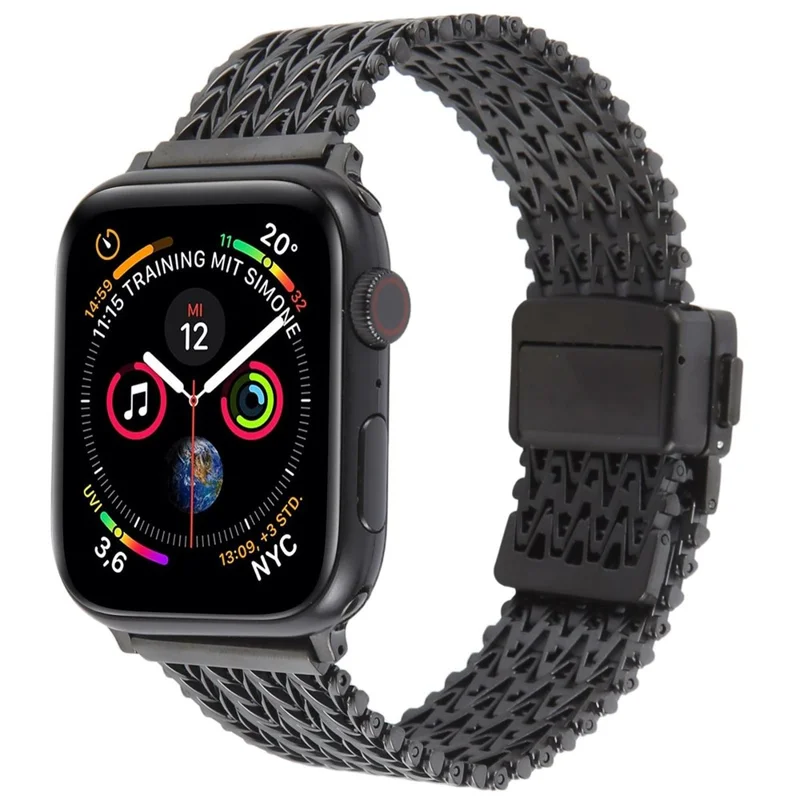 Cinturino per Smartwatch in Metallo per Apple Watch Series 10 Ultra 9 8 7 SE 6 5 4 3 2 1 46mm 49mm 45mm 44mm 42mm Chiusura Magnetica - Nero