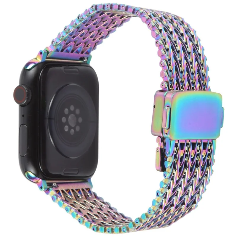 Bracelet de montre intelligent en métal pour Apple Watch Series 10 Ultra 9 8 7 SE 6 5 4 3 2 1 46mm 49mm 45mm 44mm 42mm Bracelet de poignet à boucle magnétique - Coloré