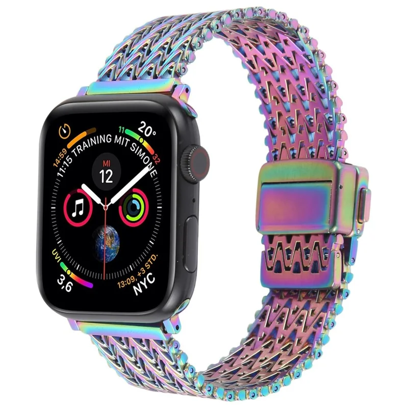 Bracelet de montre intelligent en métal pour Apple Watch Series 10 Ultra 9 8 7 SE 6 5 4 3 2 1 46mm 49mm 45mm 44mm 42mm Bracelet de poignet à boucle magnétique - Coloré