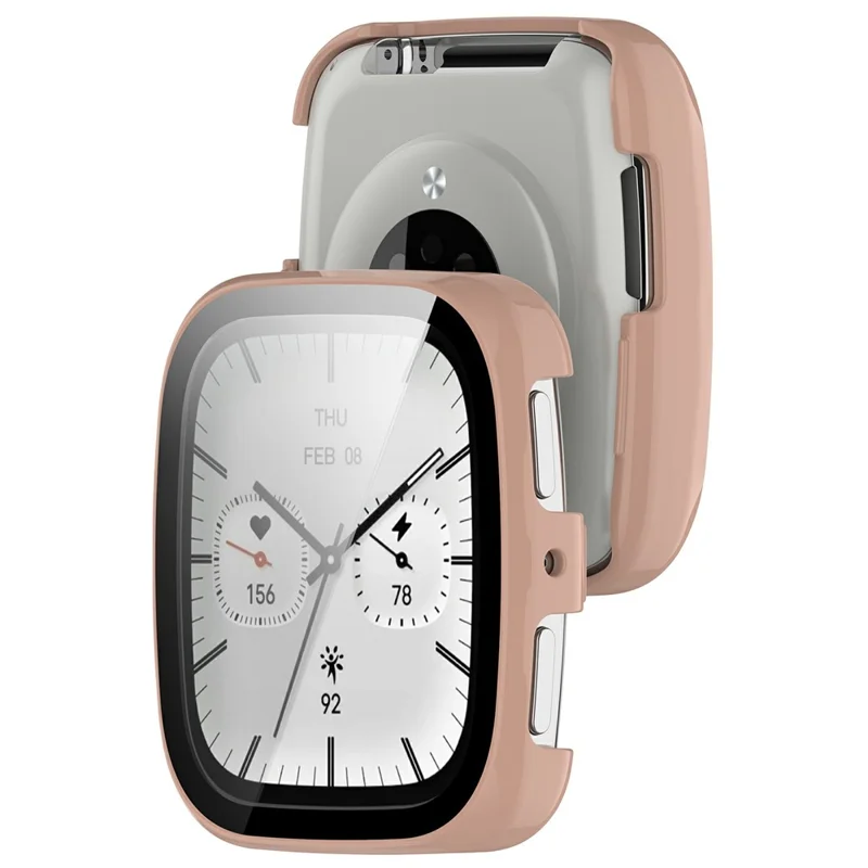 Для Huami Amazfit Active 2 Квадратный жесткий ПК корпус часов с закаленным стеклянным защитным экраном - Розовый