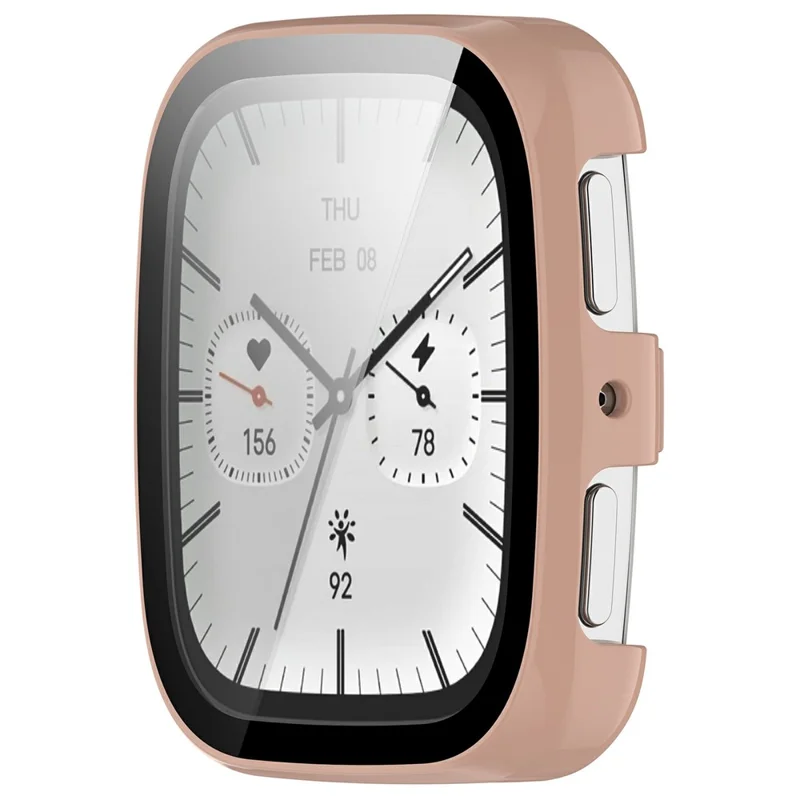 Для Huami Amazfit Active 2 Квадратный жесткий ПК корпус часов с закаленным стеклянным защитным экраном - Розовый