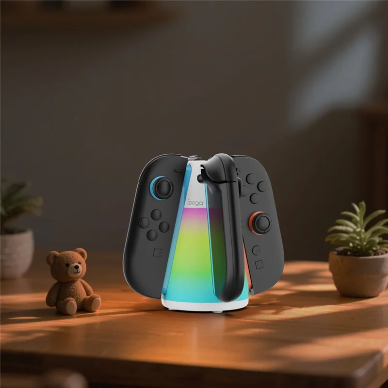 Estação de Carregamento IPEGA PG-SW2050 para Nintendo Switch com 2 Joy-Cons, Carregador 4 em 1 com Luz RGB
