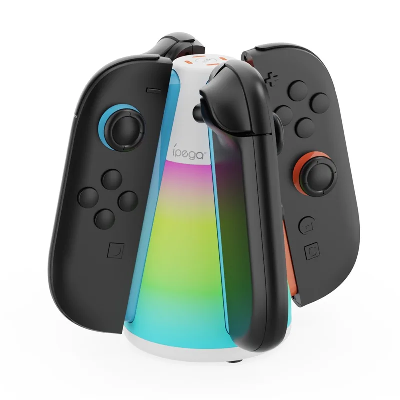 Estação de Carregamento IPEGA PG-SW2050 para Nintendo Switch com 2 Joy-Cons, Carregador 4 em 1 com Luz RGB