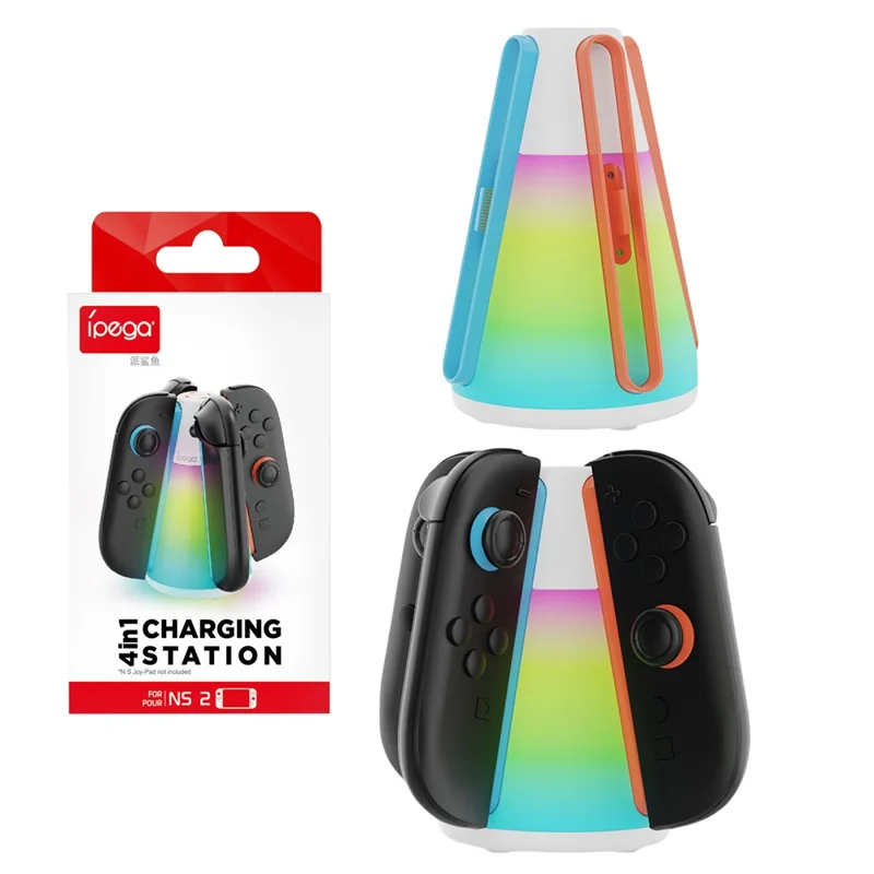 Estação de Carregamento IPEGA PG-SW2050 para Nintendo Switch com 2 Joy-Cons, Carregador 4 em 1 com Luz RGB