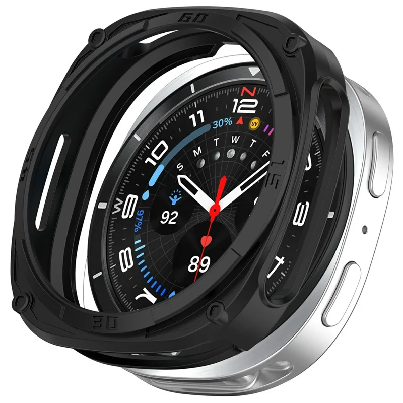 For Samsung Galaxy Watch8 40mm Soft TPU Watch Case Hollow Shockproof Bumper Frame - Black