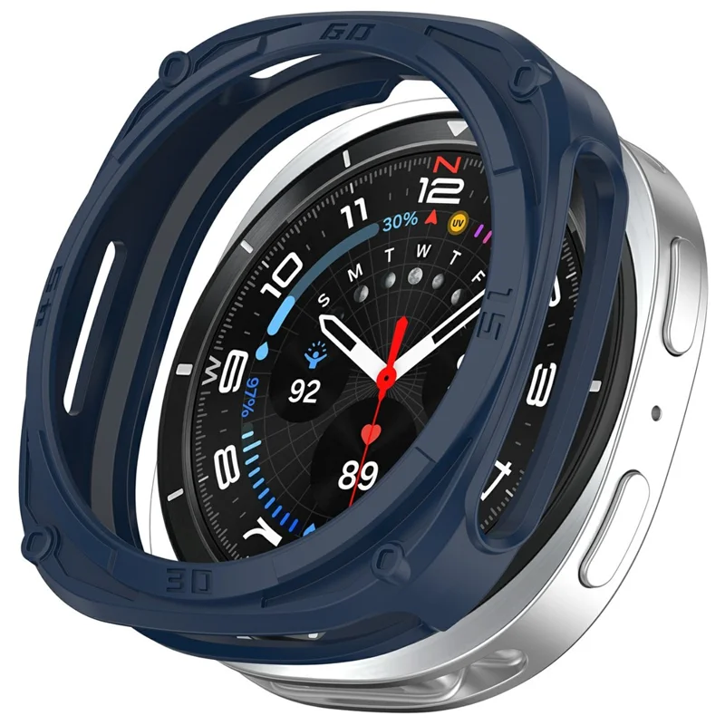 For Samsung Galaxy Watch8 40mm Soft TPU Watch Case Hollow Shockproof Bumper Frame - Midnight Blue