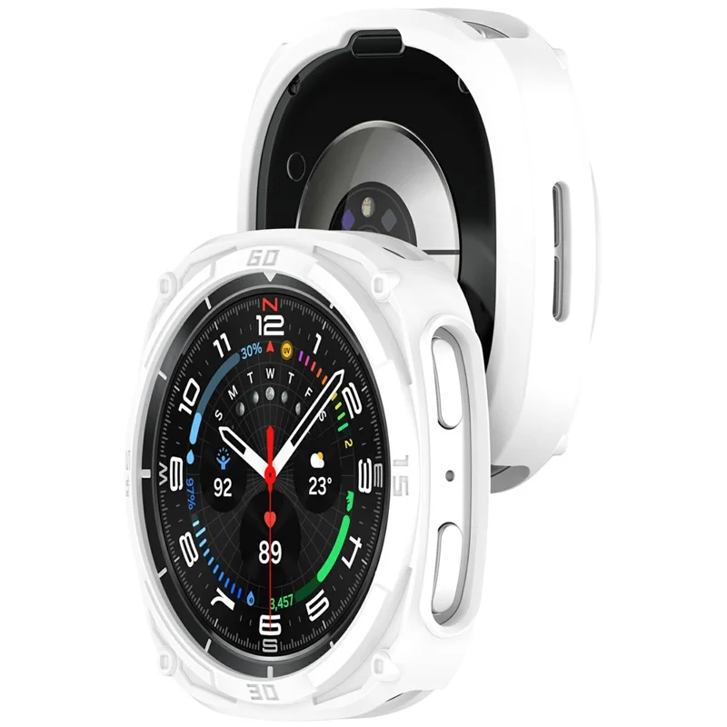 For Samsung Galaxy Watch8 44mm Soft TPU Watch Case Hollow Shockproof Bumper Frame - White