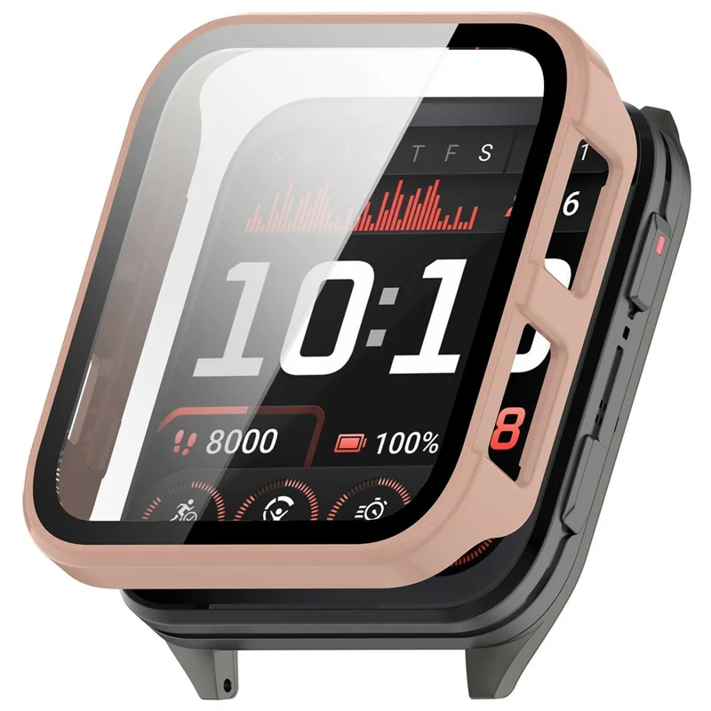 For Garmin Venu X1 Hard PC Watch Protective Case with Tempered Glass Film - Pink