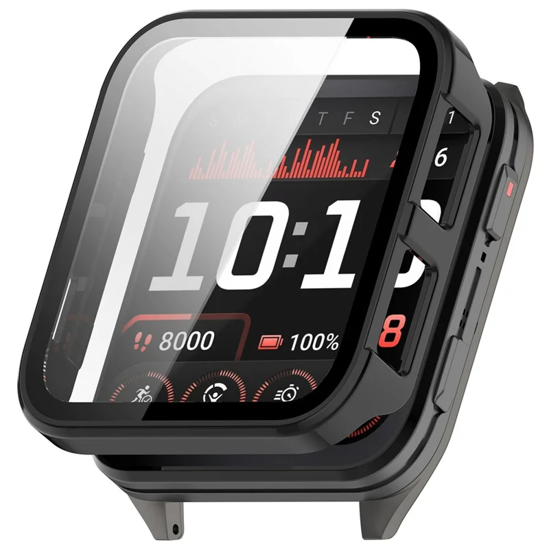 For Garmin Venu X1 Hard PC Watch Protective Case with Tempered Glass Film - Black