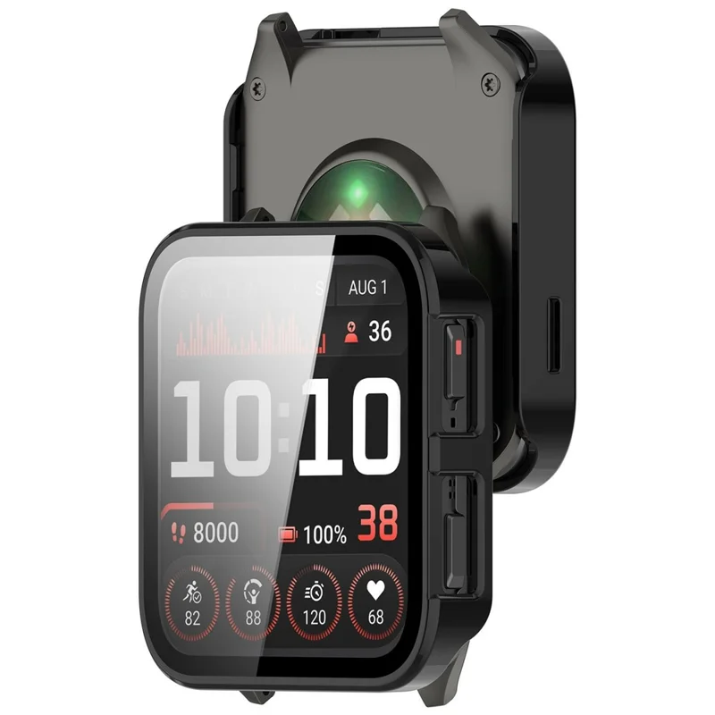 For Garmin Venu X1 Hard PC Watch Protective Case with Tempered Glass Film - Black