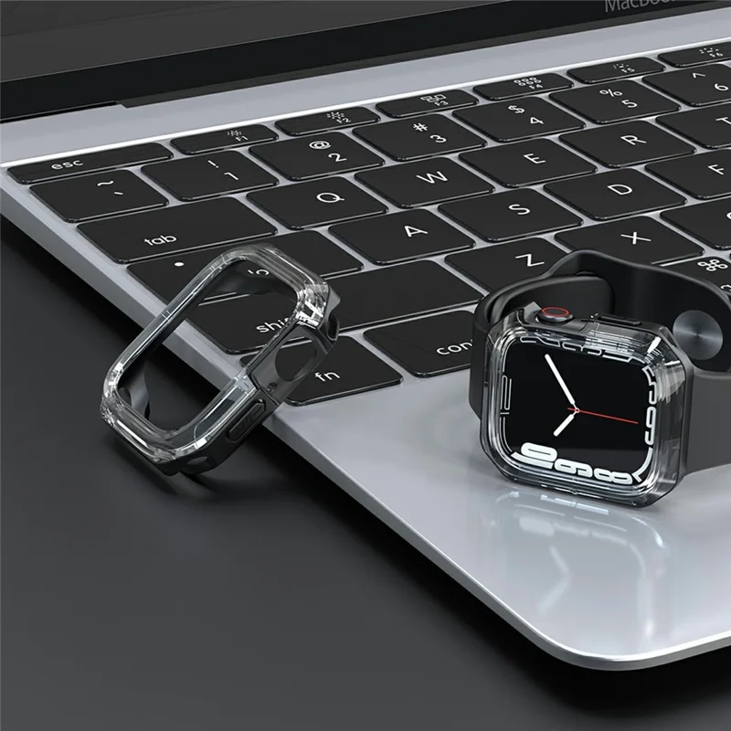 Watch Case for Apple Watch Series 9 / 8 / 7 41mm / SE (2023) / SE (2022) / SE / 6 / 5 / 4 40mm Dual Color PC TPU Protective Frame - Transparent+Black