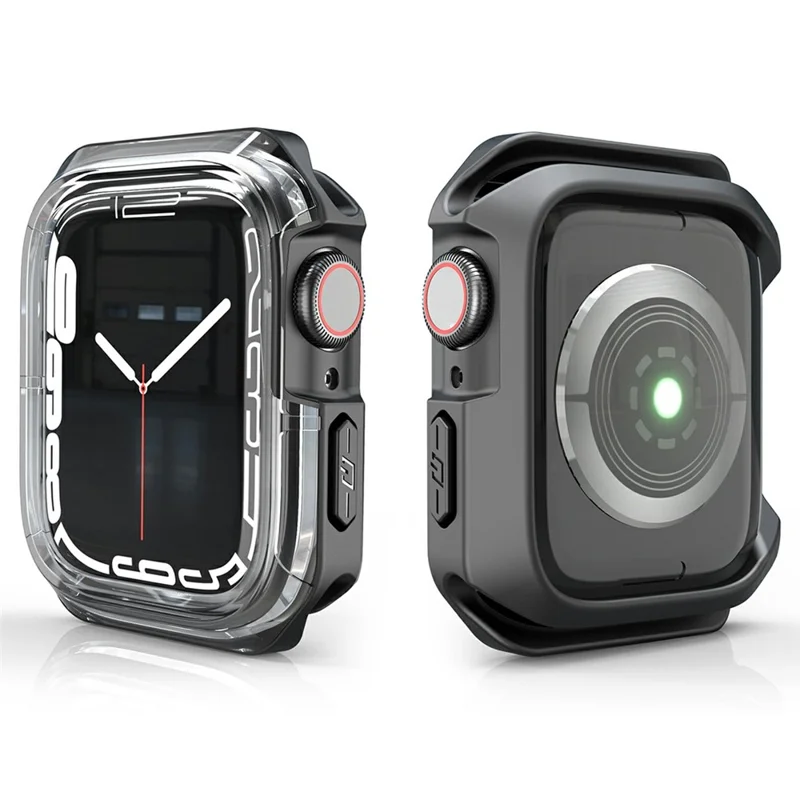 Watch Case for Apple Watch Series 9 / 8 / 7 45mm / SE (2023) / SE (2022) / SE / 6 / 5 / 4 44mm Dual Color PC TPU Protective Frame - Transparent+Black