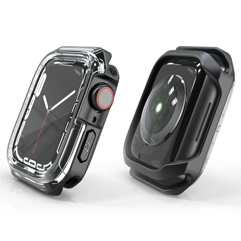 Watch Case for Apple Watch Series 9 / 8 / 7 45mm / SE (2023) / SE (2022) / SE / 6 / 5 / 4 44mm Dual Color PC TPU Protective Frame - Transparent+Black