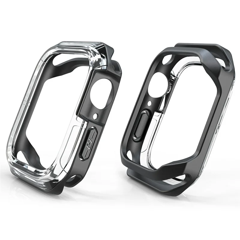 Watch Case for Apple Watch Series 9 / 8 / 7 45mm / SE (2023) / SE (2022) / SE / 6 / 5 / 4 44mm Dual Color PC TPU Protective Frame - Transparent+Black
