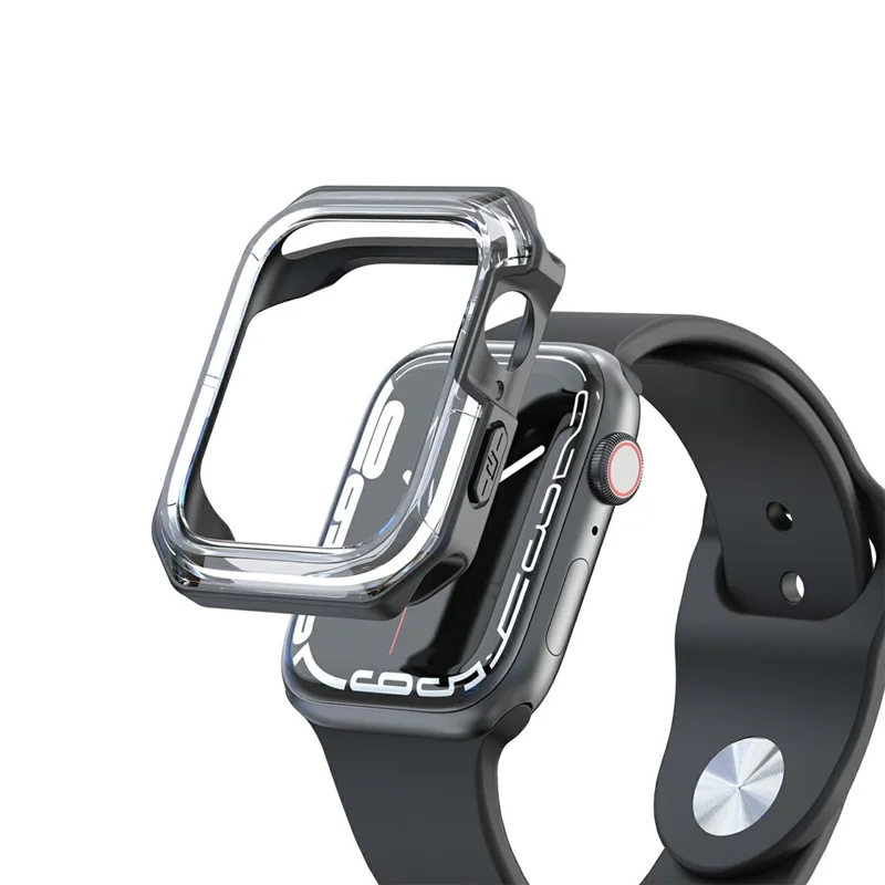 Watch Case for Apple Watch Series 9 / 8 / 7 45mm / SE (2023) / SE (2022) / SE / 6 / 5 / 4 44mm Dual Color PC TPU Protective Frame - Transparent+Black