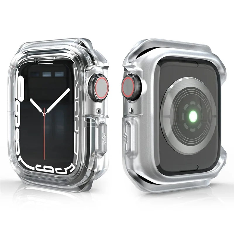 Watch Case for Apple Watch Series 9 / 8 / 7 45mm / SE (2023) / SE (2022) / SE / 6 / 5 / 4 44mm Dual Color PC TPU Protective Frame - Transparent+Transparent