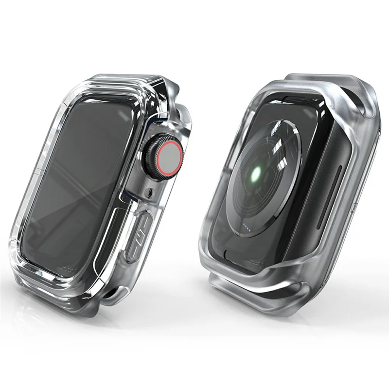 Watch Case for Apple Watch Series 9 / 8 / 7 45mm / SE (2023) / SE (2022) / SE / 6 / 5 / 4 44mm Dual Color PC TPU Protective Frame - Transparent+Transparent