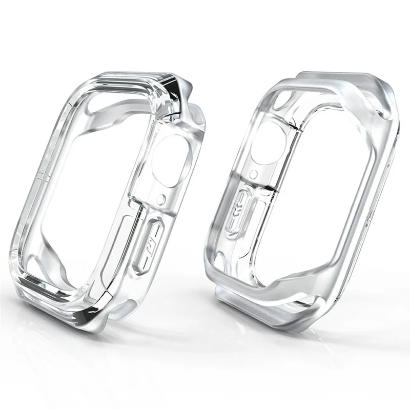 Watch Case for Apple Watch Series 9 / 8 / 7 45mm / SE (2023) / SE (2022) / SE / 6 / 5 / 4 44mm Dual Color PC TPU Protective Frame - Transparent+Transparent