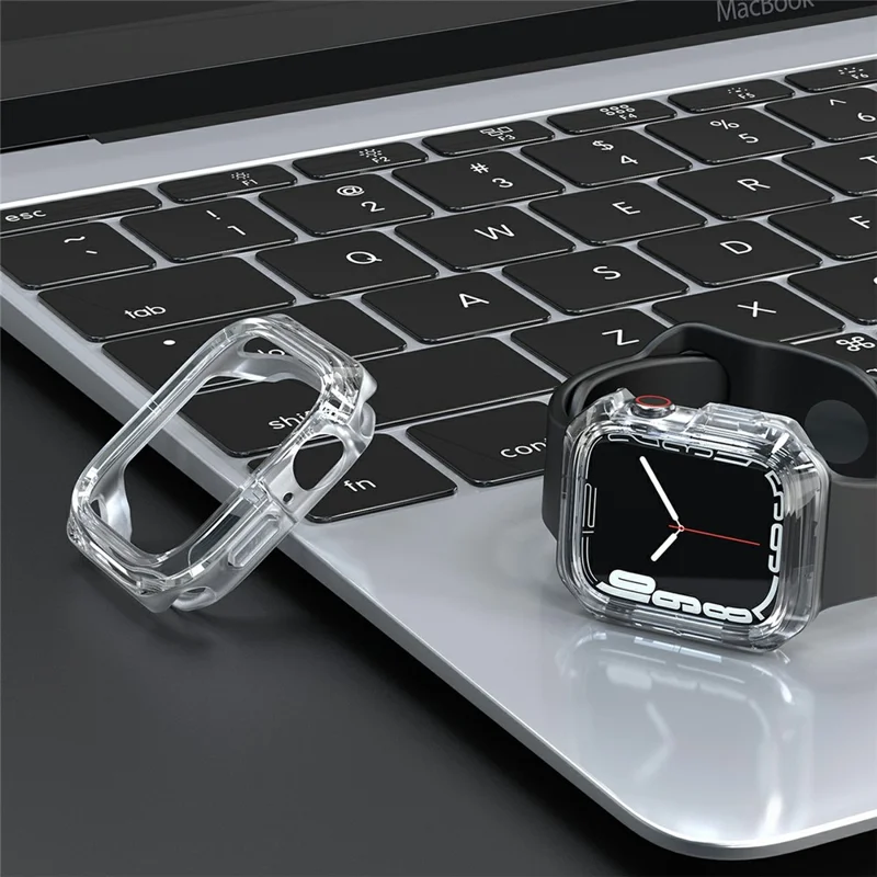 Watch Case for Apple Watch Series 9 / 8 / 7 45mm / SE (2023) / SE (2022) / SE / 6 / 5 / 4 44mm Dual Color PC TPU Protective Frame - Transparent+Transparent