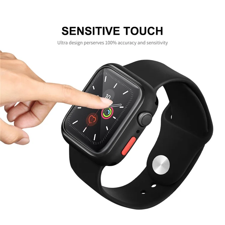 ENKAY HAT PRINCE Colorful Button Design TPU Frame + Tempered Glass Watch Protector Cover for Watch Series SE3 / SE2 / SE1 / 6 / 5 / 4 40mm - Black