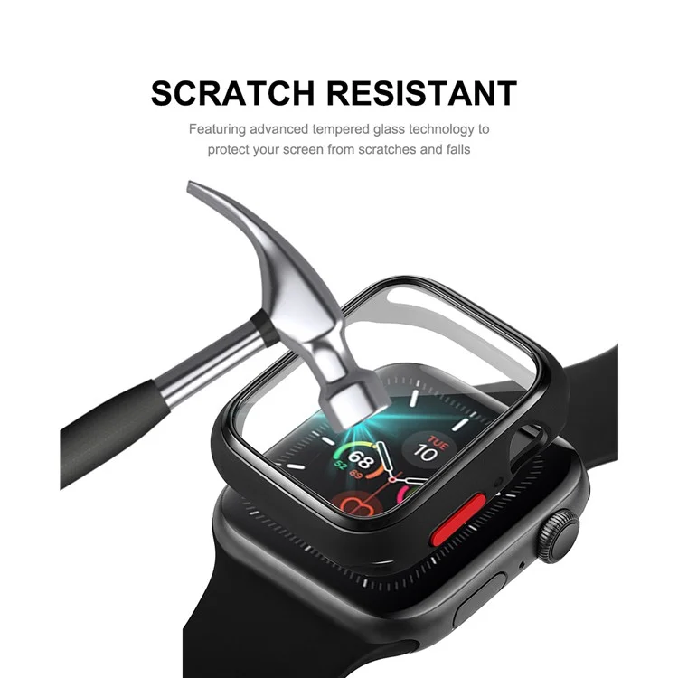 ENKAY HAT PRINCE Colorful Button Design TPU Frame + Tempered Glass Watch Protector Cover for Watch Series SE3 / SE2 / SE1 / 6 / 5 / 4 40mm - Black