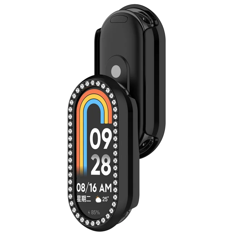 Pour Xiaomi Smart Band 10 / 10 NFC Étui de montre Décoration de strass Boîtier de montre électrolytique creux - Noir