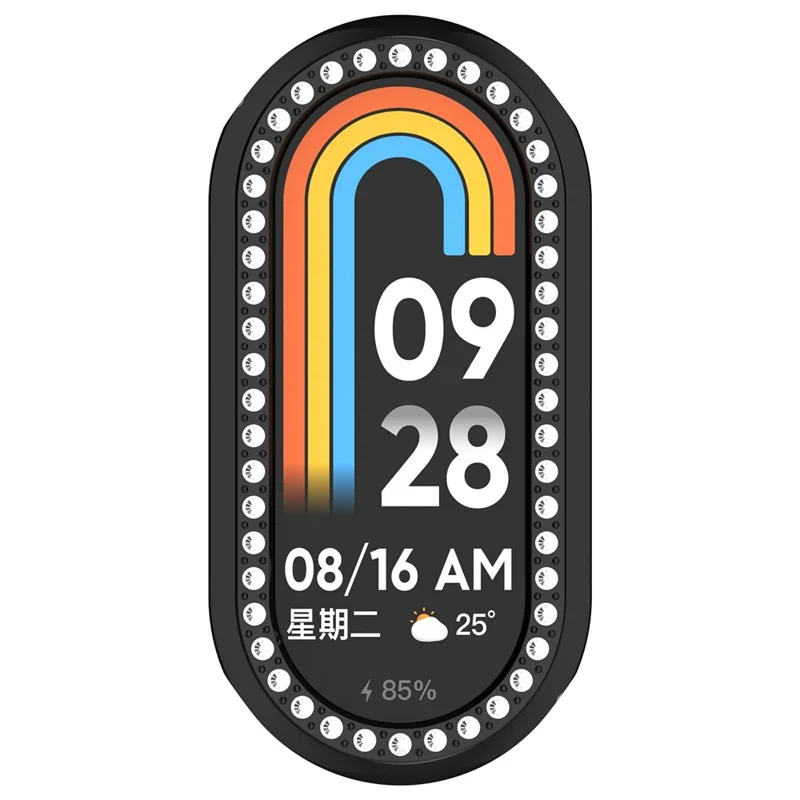 Pour Xiaomi Smart Band 10 / 10 NFC Étui de montre Décoration de strass Boîtier de montre électrolytique creux - Noir