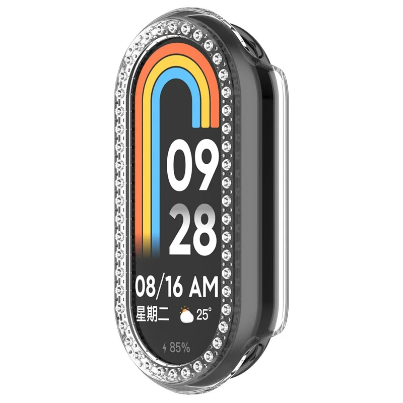 Pour Xiaomi Smart Band 10 / 10 NFC Étui de Montre Transparent avec Strass Design Creux Décoratif Coque de Montre en PC