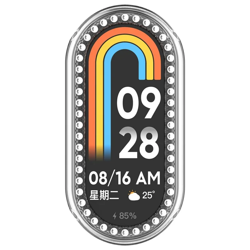 Pour Xiaomi Smart Band 10 / 10 NFC Étui de Montre Transparent avec Strass Design Creux Décoratif Coque de Montre en PC