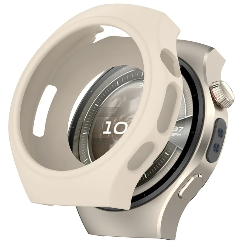 For Huawei Watch 5 46mm Watch Case Soft Silicone Hollow Watch Frame Cover - Ivory White