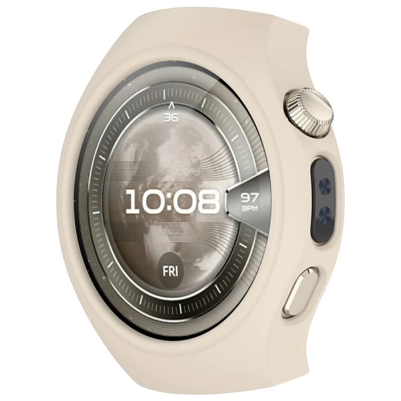 For Huawei Watch 5 46mm Watch Case Soft Silicone Hollow Watch Frame Cover - Ivory White