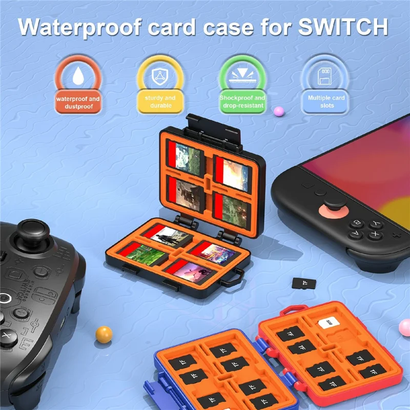 STARTRC GAMES For Nintendo Switch / Switch 2 Game Card Case Waterproof Storage Box - Blue / Red