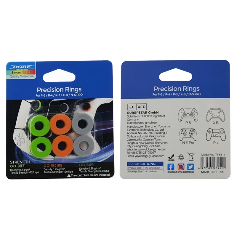 DOBE TY-5811 6Pcs Joystick Silicone Buffer Rings for PS5 / PS4 / Xbox / Switch Pro Game Controller Accessories