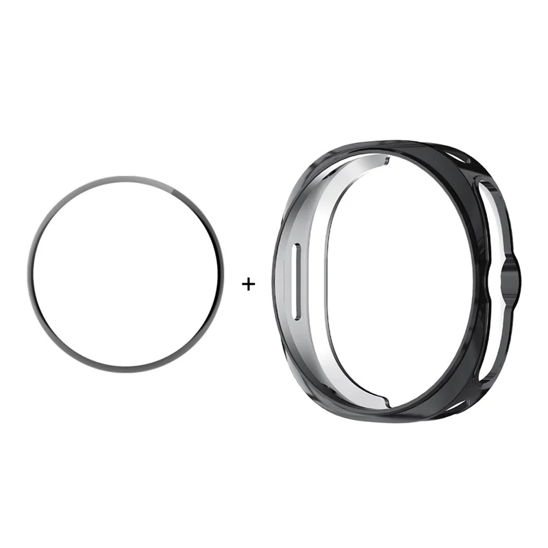 ENKAY HAT PRINCE For Samsung Galaxy Watch8 Classic 46mm Case with PMMA Screen Film TPU Watch Cover - Black