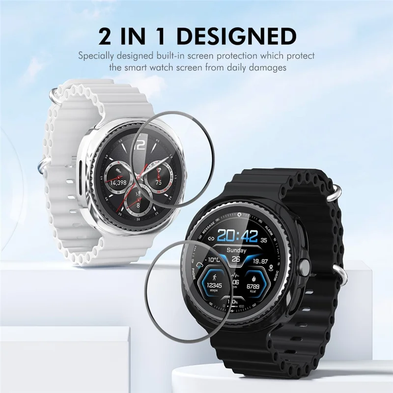 ENKAY HAT PRINCE For Samsung Galaxy Watch8 Classic 46mm Case with PMMA Screen Film TPU Watch Cover - Black