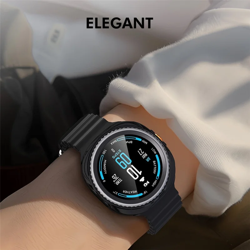 ENKAY HAT PRINCE For Samsung Galaxy Watch8 Classic 46mm Case with PMMA Screen Film TPU Watch Cover - Black