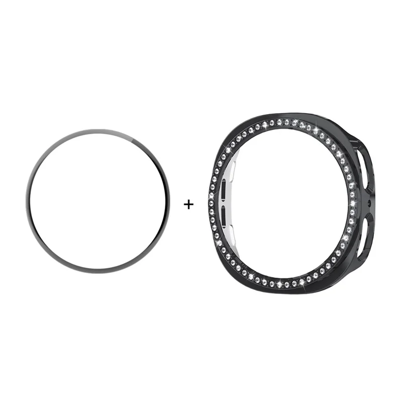 ENKAY HAT PRINCE Per Samsung Galaxy Watch8 40mm Cover con Pellicola Protettiva PMMA e Decorazione di Strass - Nero