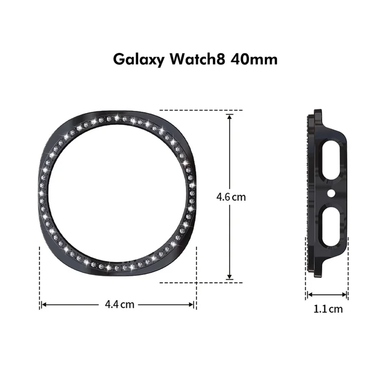 ENKAY HAT PRINCE Per Samsung Galaxy Watch8 40mm Cover con Pellicola Protettiva PMMA e Decorazione di Strass - Nero