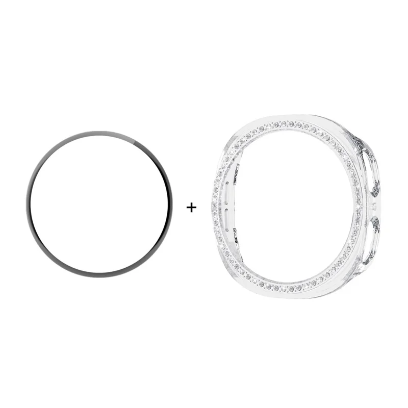 ENKAY HAT PRINCE For Samsung Galaxy Watch8 44mm Case with PMMA Screen Film Rhinestone Decor PC Watch Cover - Transparent