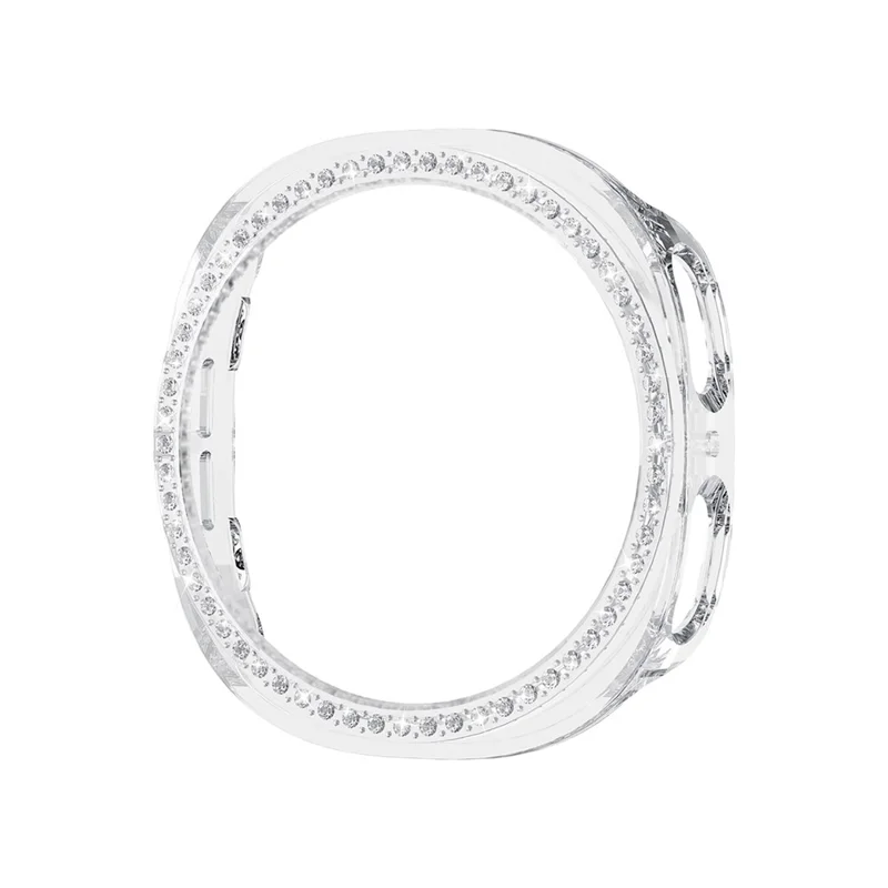 ENKAY HAT PRINCE For Samsung Galaxy Watch8 44mm Case with PMMA Screen Film Rhinestone Decor PC Watch Cover - Transparent