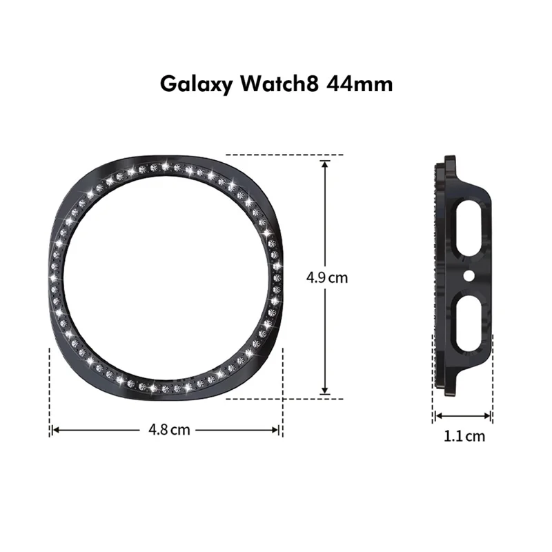 ENKAY HAT PRINCE For Samsung Galaxy Watch8 44mm Case with PMMA Screen Film Rhinestone Decor PC Watch Cover - Transparent