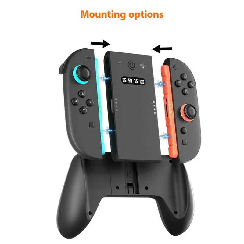 IPLAY HBS-2827 Зарядная рукоятка с док-станцией для двух контроллеров Joy-Con для Nintendo Switch с возможностью отсоединения