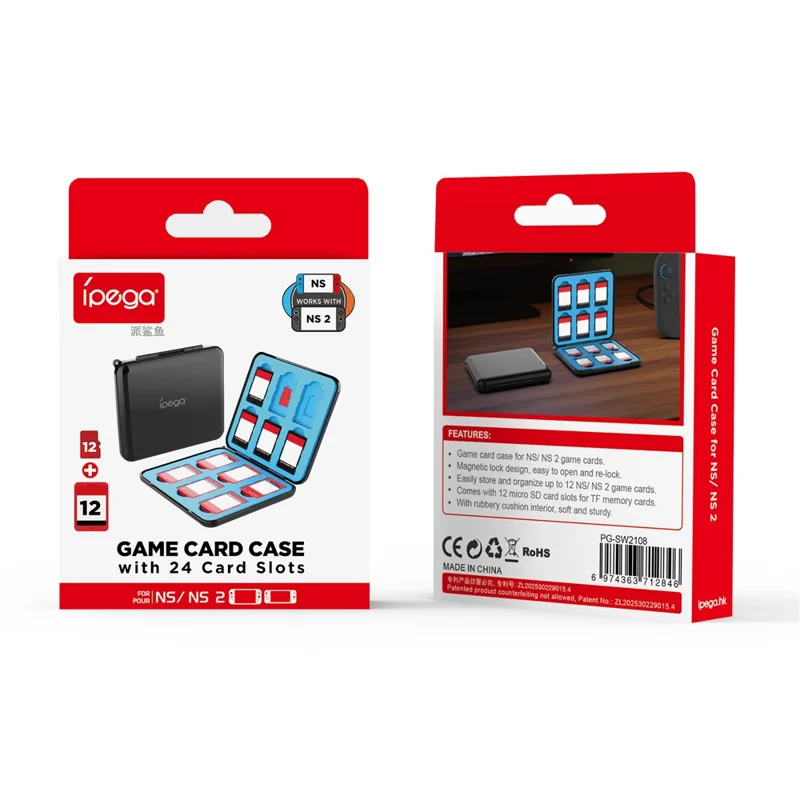 IPEGA PG-SW2108 For Nintendo Switch 2 Magnetic Game Card Storage Case Holds 12 Game Cards and 12 TF Cards