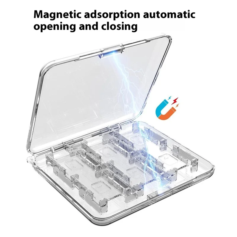 IPEGA PG-SW2107 For Nintendo Switch 2 Transparent Magnetic Game Card Storage Case Holds 12 Game Cards and 12 TF Cards
