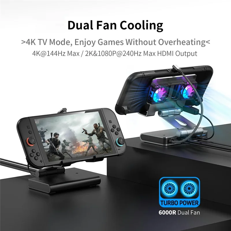 For Nintendo Switch 2 100W Docking Station Cooling Fan Base Compatible with ROG Ally / Ally X / Steam Deck