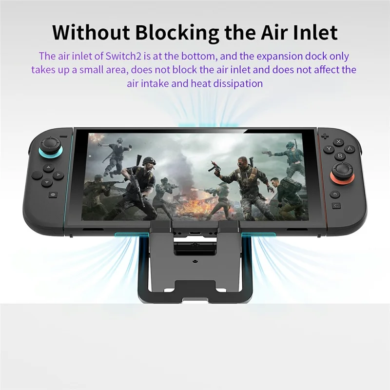 USB Folding Dock for Asus ROG Ally X / Steam Deck / Nintendo Switch 2 , Ultra Thin Aluminum Alloy Multi Port Handheld Game Console Stand - Black