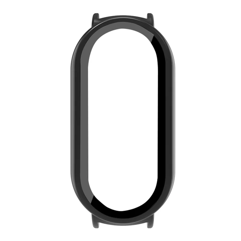 Für Xiaomi Smart Band 10 Keramik Uhrengehäuse PC Hülle mit Panzerglas Displayschutzfolie - Schwarz