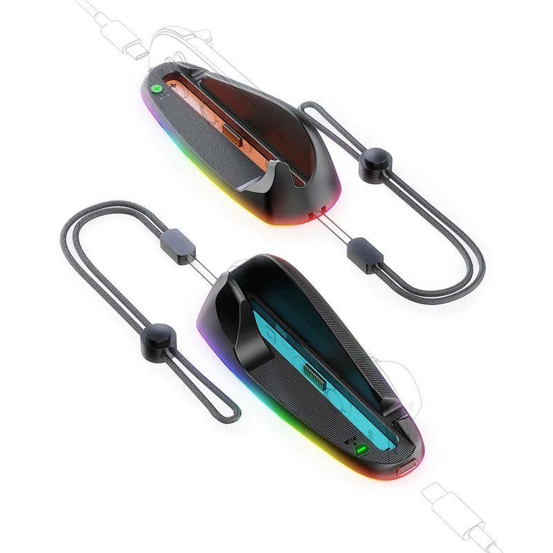 JYS JYS-NS2320 2 шт. для Nintendo Switch 2 Joy-Con контроллера Док-станция мыши с RGB-подсветкой и магнитной зарядкой - Черный