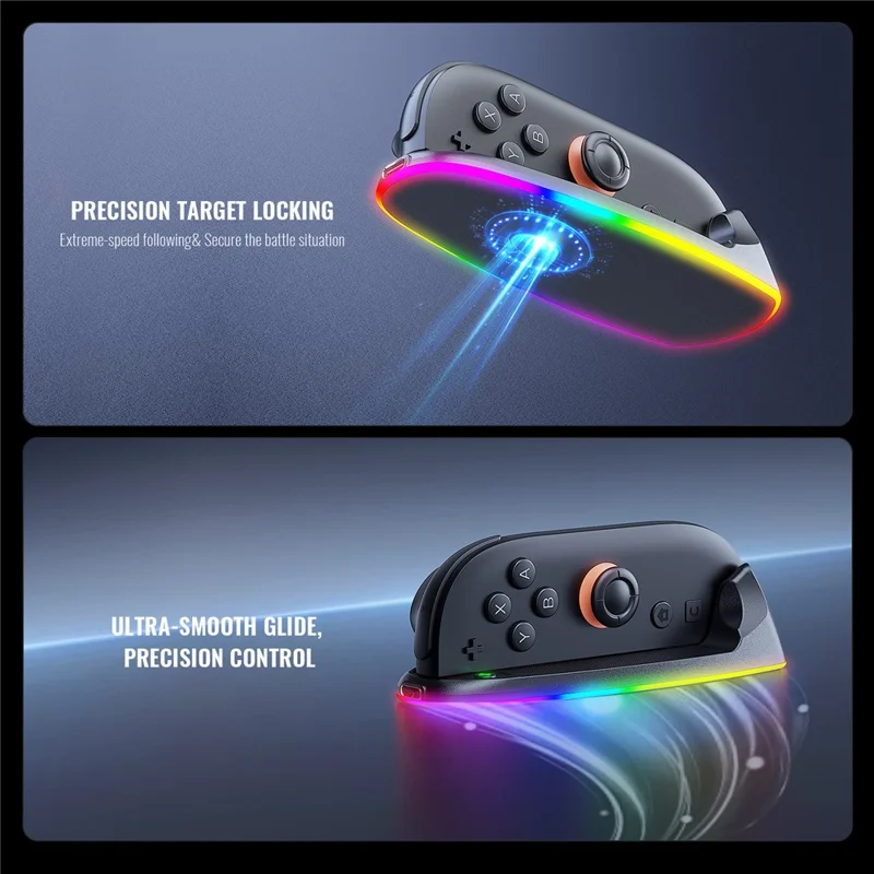 JYS JYS-NS2320 2 шт. для Nintendo Switch 2 Joy-Con контроллера Док-станция мыши с RGB-подсветкой и магнитной зарядкой - Черный